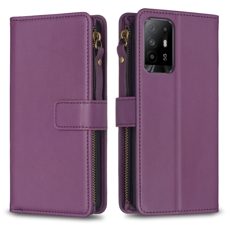 9 Card Slots Zipper Wallet Leather Flip Phone Case, For OPPO A94 5G / F19 Pro+ / Reno5 Z 5G, For OPPO A74 5G / A93 5G / A54 5G, For OPPO A74 4G / F19 4G, For OPPO A92 / A72 / A52