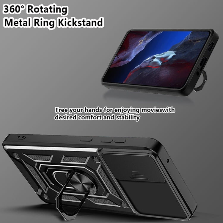 Sliding Camera Cover Design TPU Hybrid PC Phone Case, For Xiaomi Poco F5 Pro
