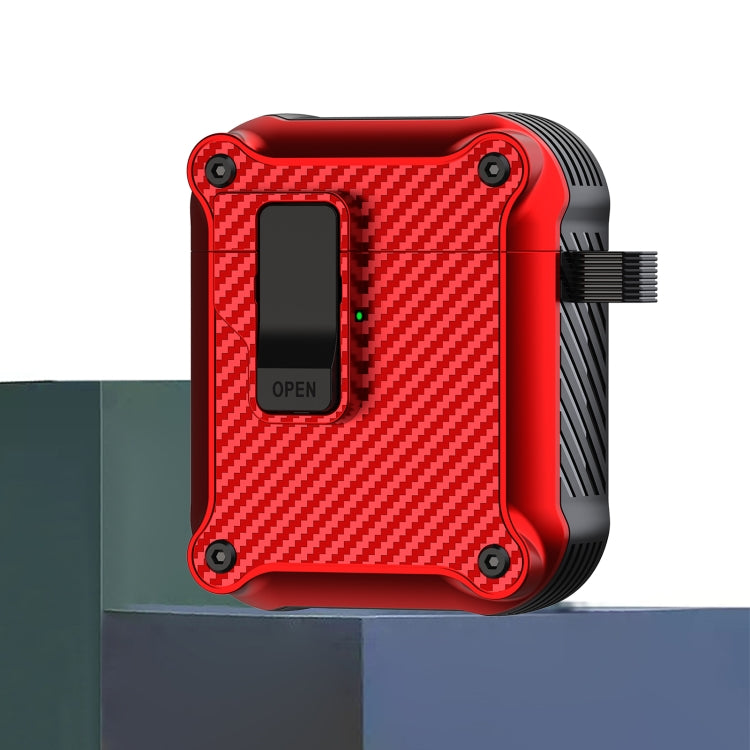 Carbon Fiber Magnetic Automatic Switch Earphone Protective Case, For AirPods 1 / 2