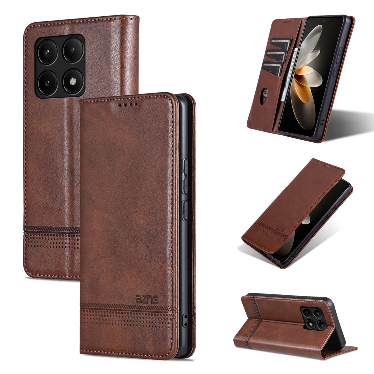 AZNS Magnetic Calf Texture Flip Leather Phone Case, For Xiaomi Redmi K60 Ultra/Mi 13T/13T Pro, For Xiaomi Redmi K70/K70 Pro, For Xiaomi Redmi 12 4G, For Xiaomi Redmi Note 12S