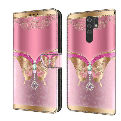 Crystal 3D Shockproof Protective Leather Phone Case, For Xiaomi Redmi 9
