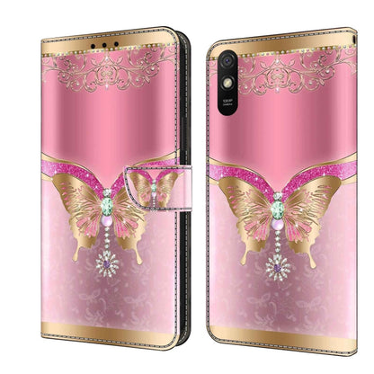 Crystal 3D Shockproof Protective Leather Phone Case, For Xiaomi Redmi 9A