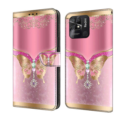 Crystal 3D Shockproof Protective Leather Phone Case, For Xiaomi Redmi 10C