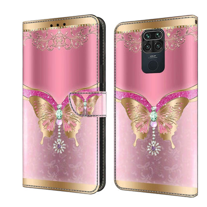 Crystal 3D Shockproof Protective Leather Phone Case, For Xiaomi Redmi Note 9