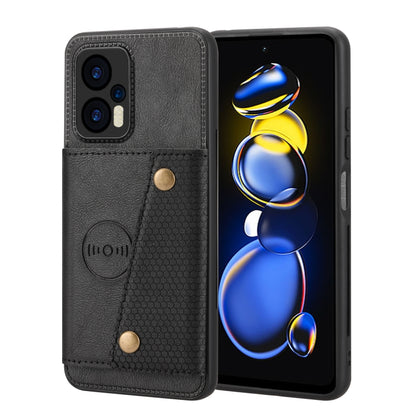 Double Buckle Card Slots Magnetic Phone Case, For Xiaomi Redmi Note 12 4G Global, For Xiaomi Redmi Note 12 Turbo/Poco F5, For Xiaomi Redmi Note 12S 4G, For Xiaomi Redmi K40S / Poco F4