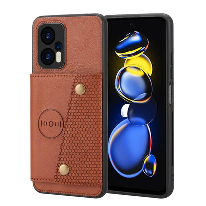 Double Buckle Card Slots Magnetic Phone Case, For Xiaomi Redmi Note 12 4G Global, For Xiaomi Redmi Note 12 Turbo/Poco F5, For Xiaomi Redmi Note 12S 4G, For Xiaomi Redmi K40S / Poco F4