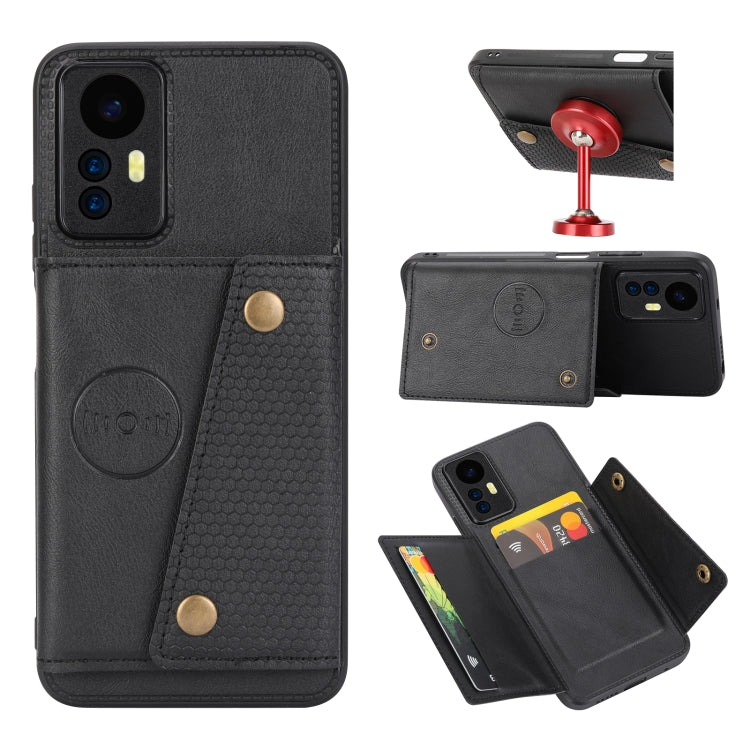 Double Buckle Card Slots Magnetic Phone Case, For Xiaomi Redmi Note 12 4G Global, For Xiaomi Redmi Note 12 Turbo/Poco F5, For Xiaomi Redmi Note 12S 4G, For Xiaomi Redmi K40S / Poco F4
