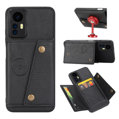 Double Buckle Card Slots Magnetic Phone Case, For Xiaomi Redmi Note 12 4G Global, For Xiaomi Redmi Note 12 Turbo/Poco F5, For Xiaomi Redmi Note 12S 4G, For Xiaomi Redmi K40S / Poco F4