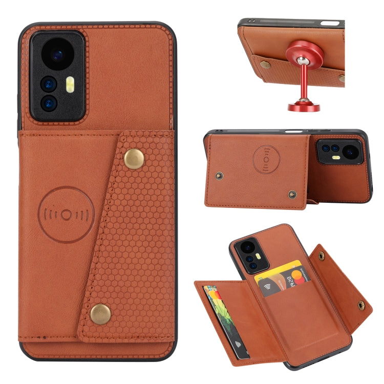 Double Buckle Card Slots Magnetic Phone Case, For Xiaomi Redmi Note 12 4G Global, For Xiaomi Redmi Note 12 Turbo/Poco F5, For Xiaomi Redmi Note 12S 4G, For Xiaomi Redmi K40S / Poco F4