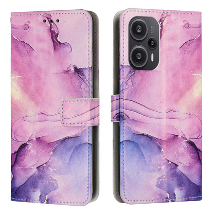 Painted Marble Pattern Leather Phone Case, For Xiaomi Redmi Note 12 Turbo/Poco F5, For Xiaomi Redmi Note 12S 4G Global