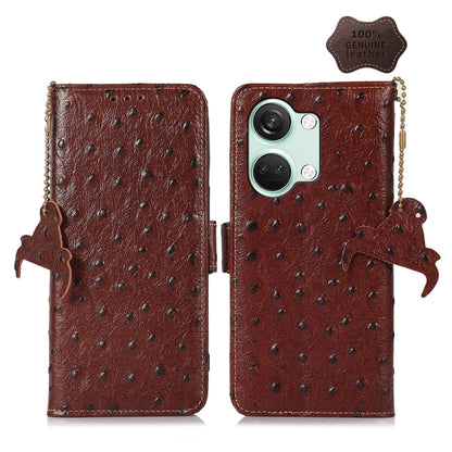 Ostrich Pattern Genuine Leather RFID Phone Case, For OnePlus Nord 3 / Ace 2V