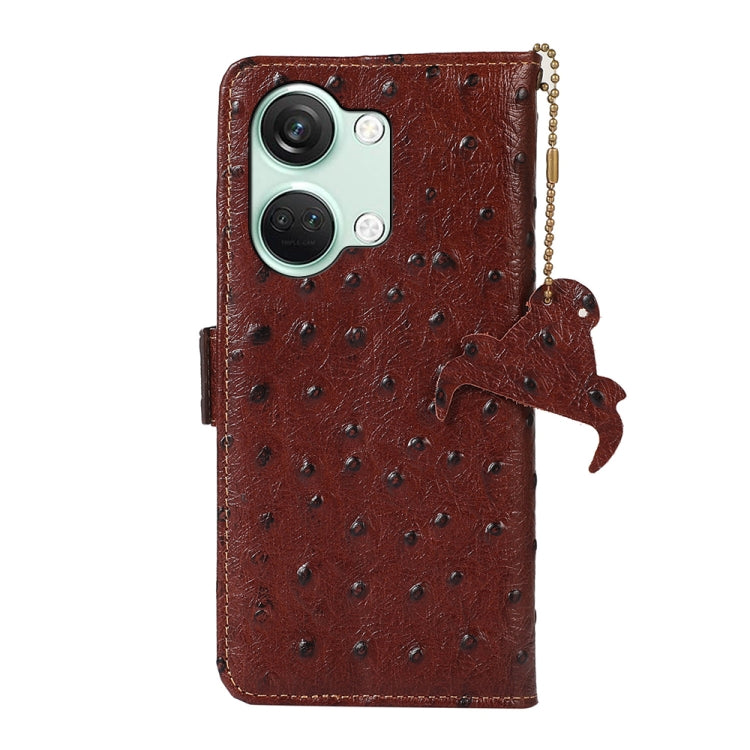 Ostrich Pattern Genuine Leather RFID Phone Case, For OnePlus Nord 3 / Ace 2V