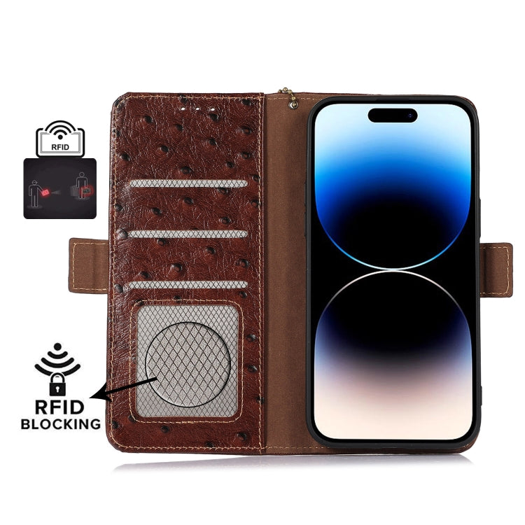 Ostrich Pattern Genuine Leather RFID Phone Case, For OnePlus Nord 3 / Ace 2V