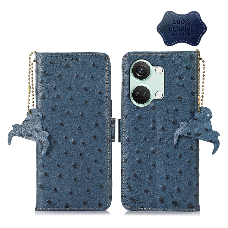 Ostrich Pattern Genuine Leather RFID Phone Case, For OnePlus Nord 3 / Ace 2V