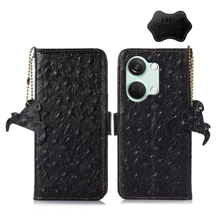 Ostrich Pattern Genuine Leather RFID Phone Case, For OnePlus Nord 3 / Ace 2V