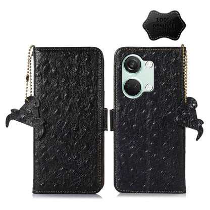 Ostrich Pattern Genuine Leather RFID Phone Case, For OnePlus Nord 3 / Ace 2V