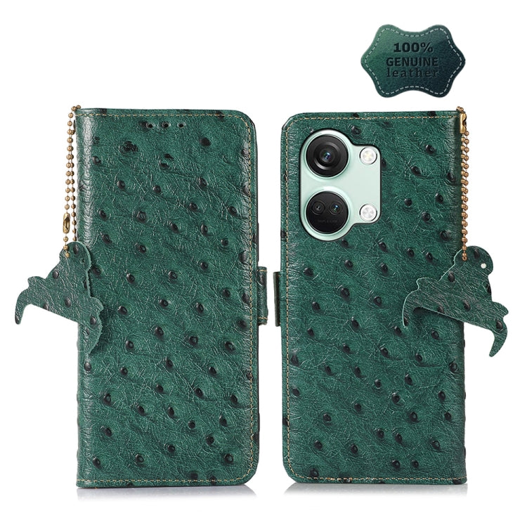 Ostrich Pattern Genuine Leather RFID Phone Case, For OnePlus Nord 3 / Ace 2V