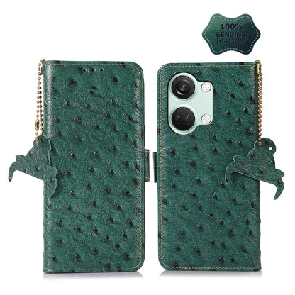 Ostrich Pattern Genuine Leather RFID Phone Case, For OnePlus Nord 3 / Ace 2V