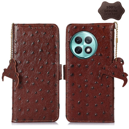 Ostrich Pattern Genuine Leather RFID Phone Case, For OnePlus Ace 6 Ultra, For OnePlus 15T, For OnePlus 15R 5G/Ace 6/Ace 6T 5G, For OnePlus 15, For OnePlus 12, For OnePlus Ace 2 Pro