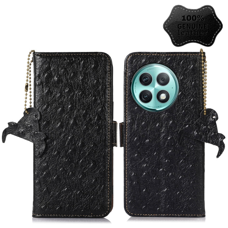 Ostrich Pattern Genuine Leather RFID Phone Case, For OnePlus Ace 6 Ultra, For OnePlus 15T, For OnePlus 15R 5G/Ace 6/Ace 6T 5G, For OnePlus 15, For OnePlus 12, For OnePlus Ace 2 Pro