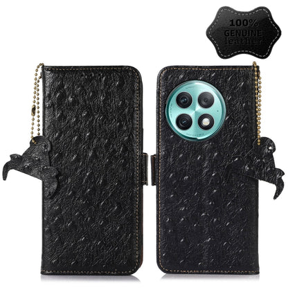 Ostrich Pattern Genuine Leather RFID Phone Case, For OnePlus Ace 6 Ultra, For OnePlus 15T, For OnePlus 15R 5G/Ace 6/Ace 6T 5G, For OnePlus 15, For OnePlus 12, For OnePlus Ace 2 Pro