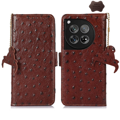 Ostrich Pattern Genuine Leather RFID Phone Case, For OnePlus Ace 6 Ultra, For OnePlus 15T, For OnePlus 15R 5G/Ace 6/Ace 6T 5G, For OnePlus 15, For OnePlus 12, For OnePlus Ace 2 Pro