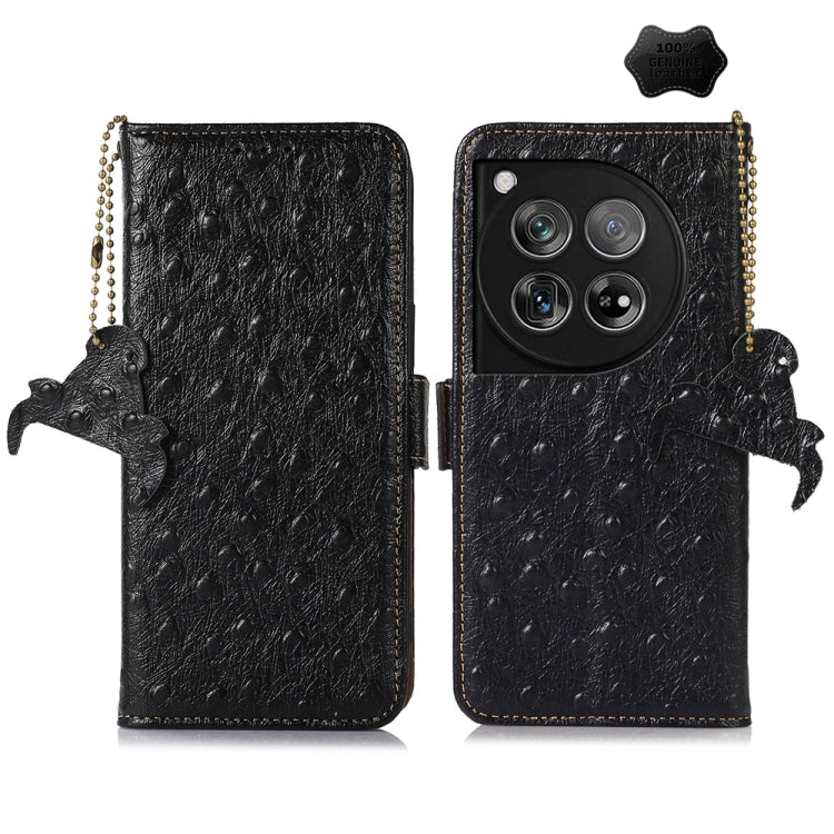 Ostrich Pattern Genuine Leather RFID Phone Case, For OnePlus Ace 6 Ultra, For OnePlus 15T, For OnePlus 15R 5G/Ace 6/Ace 6T 5G, For OnePlus 15, For OnePlus 12, For OnePlus Ace 2 Pro