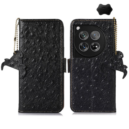 Ostrich Pattern Genuine Leather RFID Phone Case, For OnePlus Ace 6 Ultra, For OnePlus 15T, For OnePlus 15R 5G/Ace 6/Ace 6T 5G, For OnePlus 15, For OnePlus 12, For OnePlus Ace 2 Pro