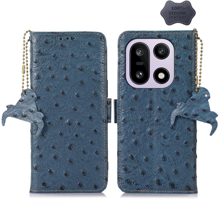 Ostrich Pattern Genuine Leather RFID Phone Case, For OnePlus Ace 6 Ultra, For OnePlus 15T, For OnePlus 15R 5G/Ace 6/Ace 6T 5G, For OnePlus 15, For OnePlus 12, For OnePlus Ace 2 Pro