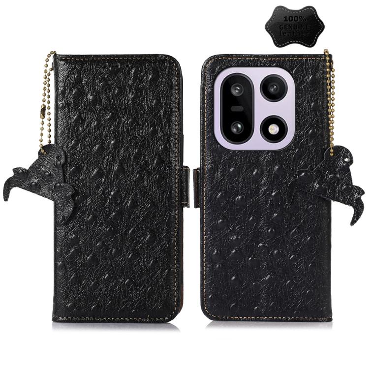 Ostrich Pattern Genuine Leather RFID Phone Case, For OnePlus Ace 6 Ultra, For OnePlus 15T, For OnePlus 15R 5G/Ace 6/Ace 6T 5G, For OnePlus 15, For OnePlus 12, For OnePlus Ace 2 Pro
