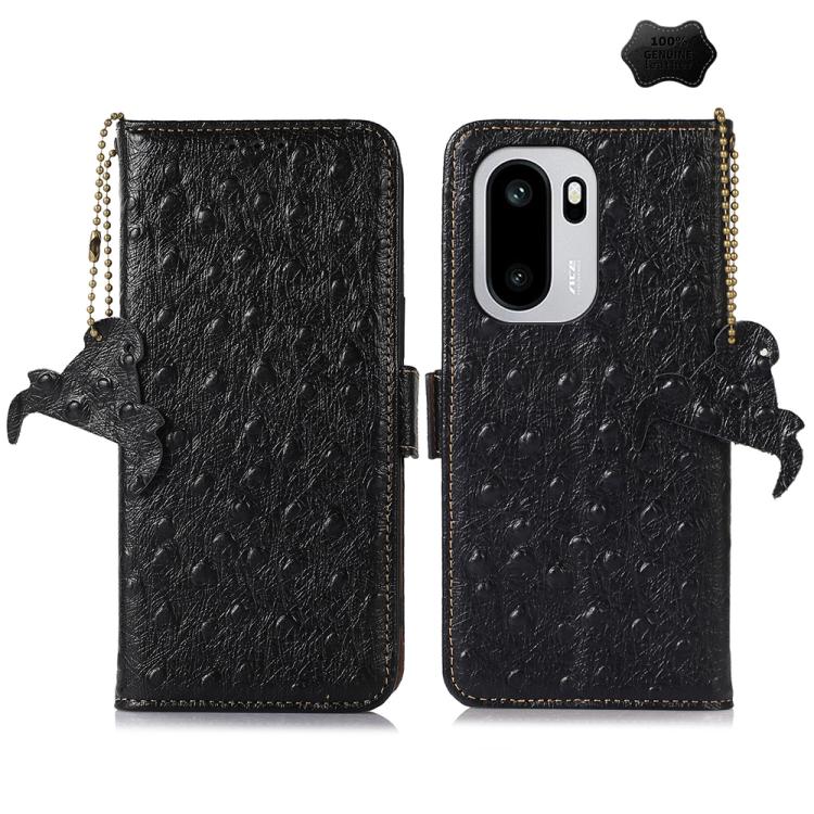 Ostrich Pattern Genuine Leather RFID Phone Case, For OnePlus Ace 6 Ultra, For OnePlus 15T, For OnePlus 15R 5G/Ace 6/Ace 6T 5G, For OnePlus 15, For OnePlus 12, For OnePlus Ace 2 Pro
