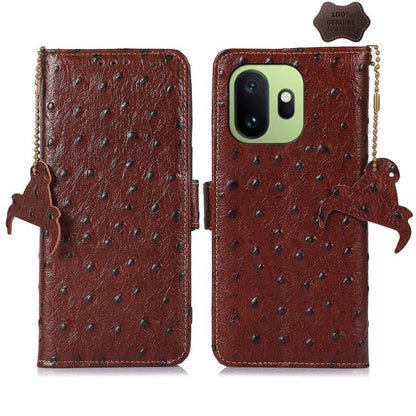 Ostrich Pattern Genuine Leather RFID Phone Case, For OnePlus Ace 6 Ultra, For OnePlus 15T, For OnePlus 15R 5G/Ace 6/Ace 6T 5G, For OnePlus 15, For OnePlus 12, For OnePlus Ace 2 Pro