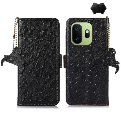 Ostrich Pattern Genuine Leather RFID Phone Case, For OnePlus Ace 6 Ultra, For OnePlus 15T, For OnePlus 15R 5G/Ace 6/Ace 6T 5G, For OnePlus 15, For OnePlus 12, For OnePlus Ace 2 Pro