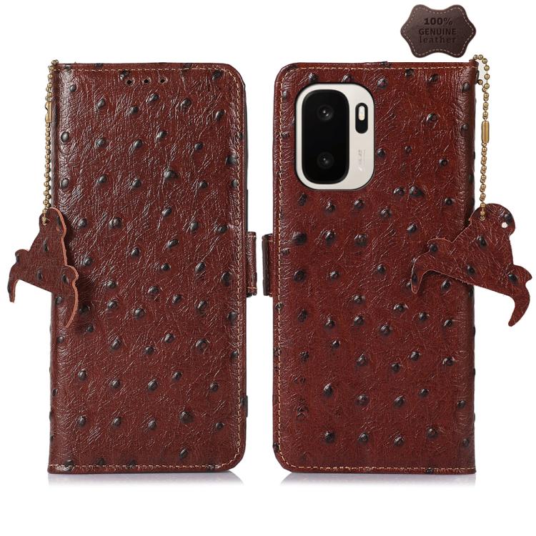Ostrich Pattern Genuine Leather RFID Phone Case, For OnePlus Ace 6 Ultra, For OnePlus 15T, For OnePlus 15R 5G/Ace 6/Ace 6T 5G, For OnePlus 15, For OnePlus 12, For OnePlus Ace 2 Pro