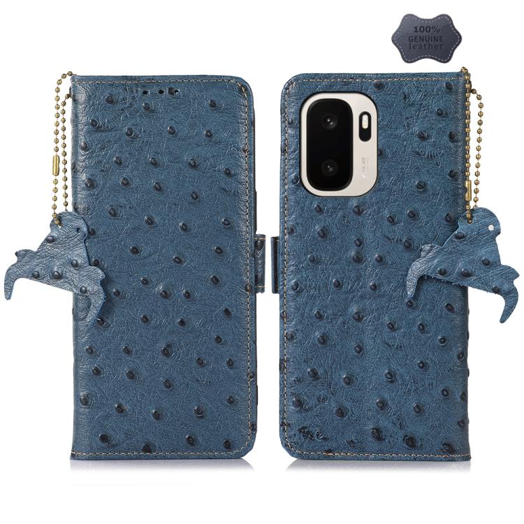 Ostrich Pattern Genuine Leather RFID Phone Case, For OnePlus Ace 6 Ultra, For OnePlus 15T, For OnePlus 15R 5G/Ace 6/Ace 6T 5G, For OnePlus 15, For OnePlus 12, For OnePlus Ace 2 Pro