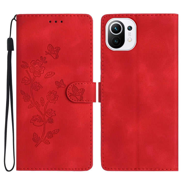 Flower Butterfly Embossing Pattern Leather Phone Case, For Xiaomi Redmi 10, For Xiaomi Mi 11 Lite, For Xiaomi Mi 11 Ultra, For Xiaomi Mi 11 Pro