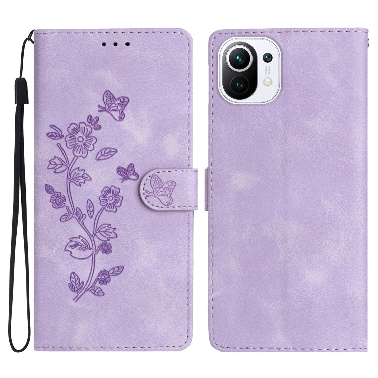 Flower Butterfly Embossing Pattern Leather Phone Case, For Xiaomi Redmi 10, For Xiaomi Mi 11 Lite, For Xiaomi Mi 11 Ultra, For Xiaomi Mi 11 Pro