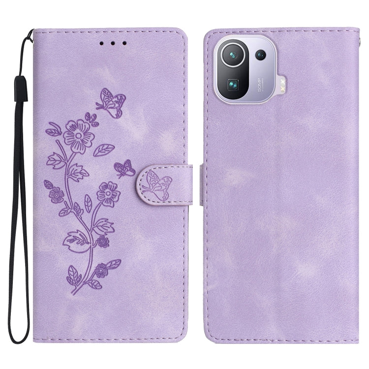 Flower Butterfly Embossing Pattern Leather Phone Case, For Xiaomi Redmi 10, For Xiaomi Mi 11 Lite, For Xiaomi Mi 11 Ultra, For Xiaomi Mi 11 Pro