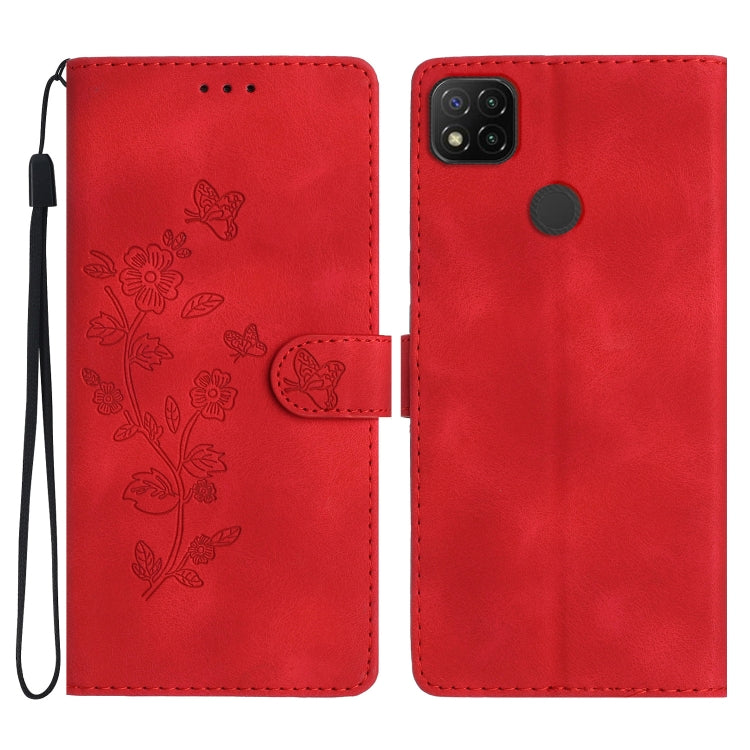 Flower Butterfly Embossing Pattern Leather Phone Case, For Xiaomi Redmi 9, For Xiaomi Redmi 9C, For Xiaomi Redmi Note 8T