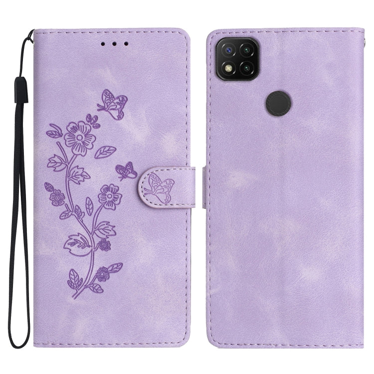 Flower Butterfly Embossing Pattern Leather Phone Case, For Xiaomi Redmi 9, For Xiaomi Redmi 9C, For Xiaomi Redmi Note 8T