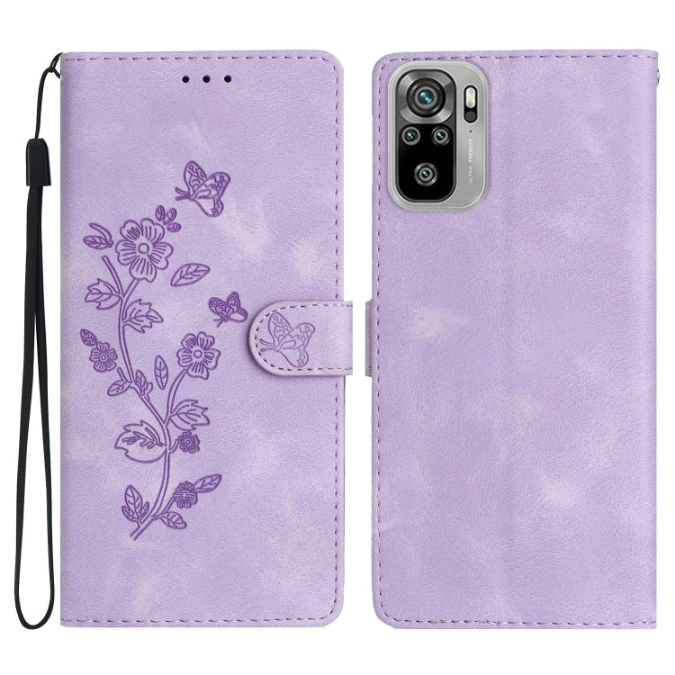 Flower Butterfly Embossing Pattern Leather Phone Case, For Xiaomi Redmi Note 10 5G, For Xiaomi Redmi Note 10 4G / Note 10S, For Xiaomi Redmi Note 10 Pro / 10 Pro Max, For Xiaomi Redmi K40 / K40 Pro