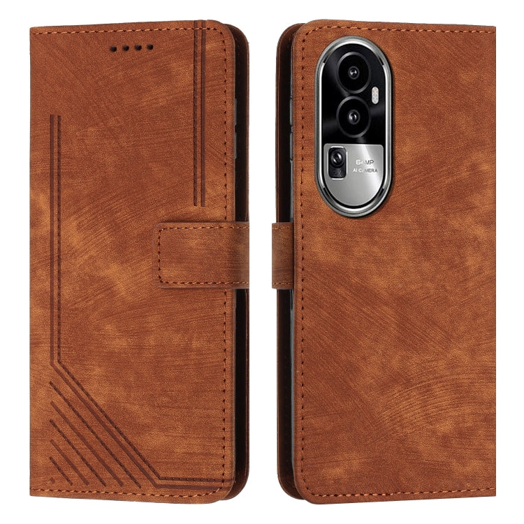 Skin Feel Stripe Pattern Leather Phone Case with Lanyard, For OPPO Reno10 Pro+, For OPPO A1 5G/A98/F23 5G, For OPPO A1 Pro/Reno8 T 5G Global, For OPPO A79 5G