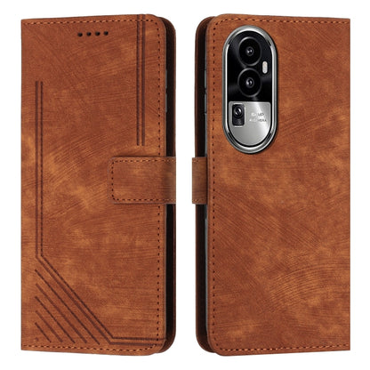 Skin Feel Stripe Pattern Leather Phone Case with Lanyard, For OPPO Reno10 Pro+, For OPPO A1 5G/A98/F23 5G, For OPPO A1 Pro/Reno8 T 5G Global, For OPPO A79 5G
