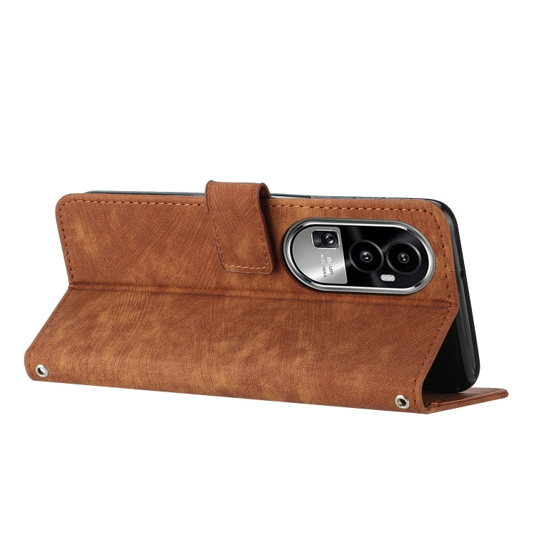 Skin Feel Stripe Pattern Leather Phone Case with Lanyard, For OPPO Reno10 Pro+, For OPPO A1 5G/A98/F23 5G, For OPPO A1 Pro/Reno8 T 5G Global, For OPPO A79 5G