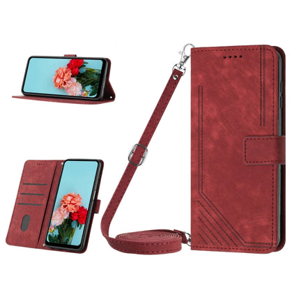 Skin Feel Stripe Pattern Leather Phone Case with Lanyard, For OPPO A38, For OPPO A58 4G, For OPPO Reno10 5G/Reno10 Pro 5G Global, For OPPO A78 4G