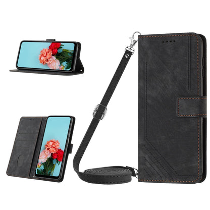 Skin Feel Stripe Pattern Leather Phone Case with Lanyard, For OPPO A38, For OPPO A58 4G, For OPPO Reno10 5G/Reno10 Pro 5G Global, For OPPO A78 4G