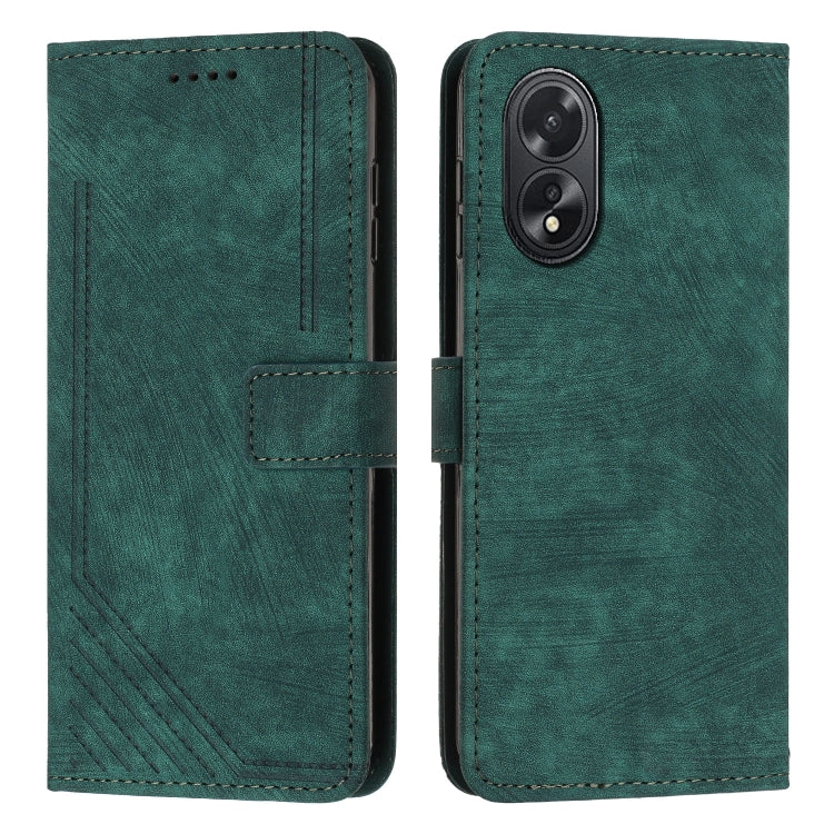 Skin Feel Stripe Pattern Leather Phone Case with Lanyard, For OPPO A38, For OPPO A58 4G, For OPPO Reno10 5G/Reno10 Pro 5G Global, For OPPO A78 4G