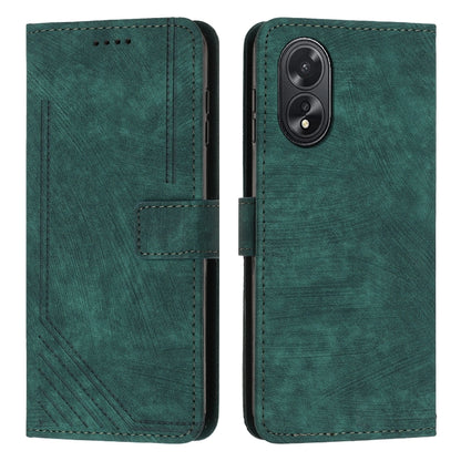 Skin Feel Stripe Pattern Leather Phone Case with Lanyard, For OPPO A38, For OPPO A58 4G, For OPPO Reno10 5G/Reno10 Pro 5G Global, For OPPO A78 4G