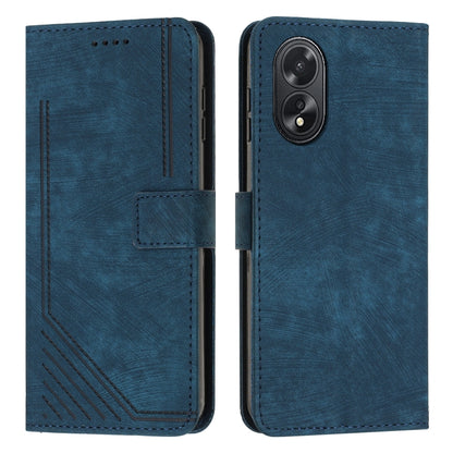 Skin Feel Stripe Pattern Leather Phone Case with Lanyard, For OPPO A38, For OPPO A58 4G, For OPPO Reno10 5G/Reno10 Pro 5G Global, For OPPO A78 4G