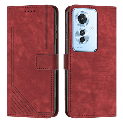 Skin Feel Stripe Pattern Leather Phone Case with Lanyard, For OPPO A6x 5G / A6 5G, For OPPO A60 4G, For OPPO A3 Pro, For OPPO Reno11 F